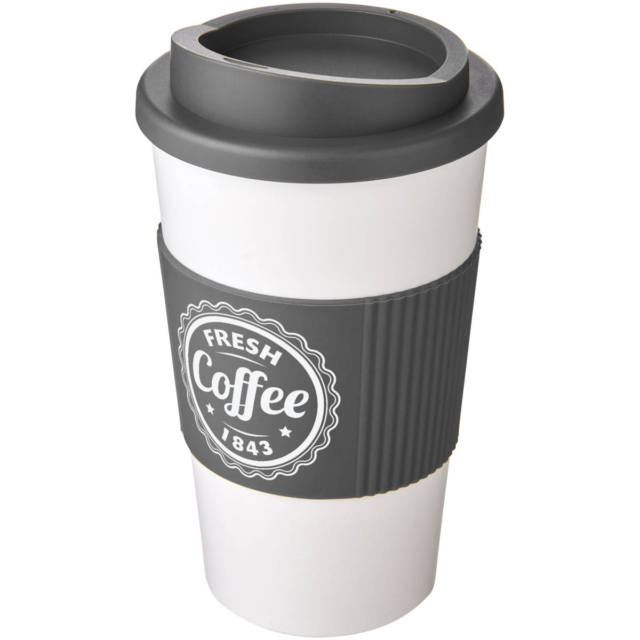 Americano® 350 ml Isolierbecher mit Schutzring - weiss - Logo 1