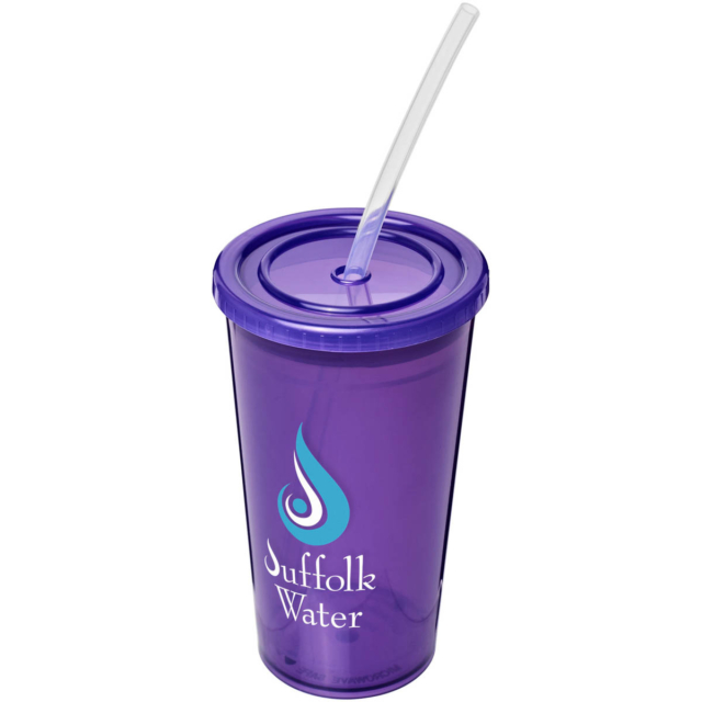 Stadion 350 ml doppelwandiger Becher - lila - Logo 1