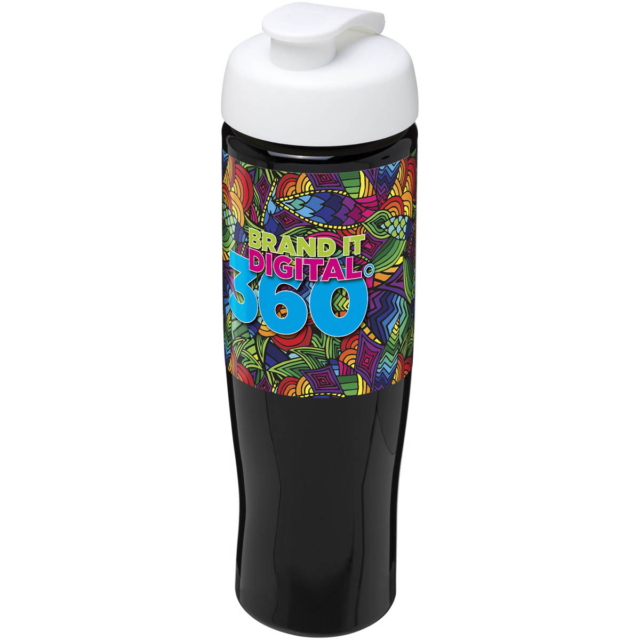 H2O Active® Tempo 700 ml Sportflasche mit Klappdeckel - schwarz - Logo 1