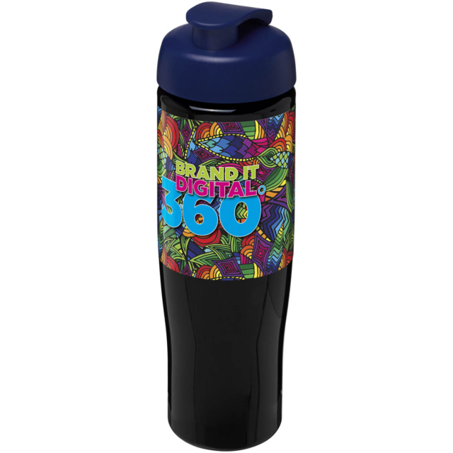 H2O Active® Tempo 700 ml Sportflasche mit Klappdeckel - schwarz - Logo 1