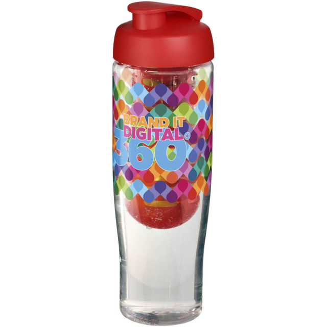 H2O Active® Tempo 700 ml Sportflasche mit Klappdeckel und Infusor - transparent - Logo 1