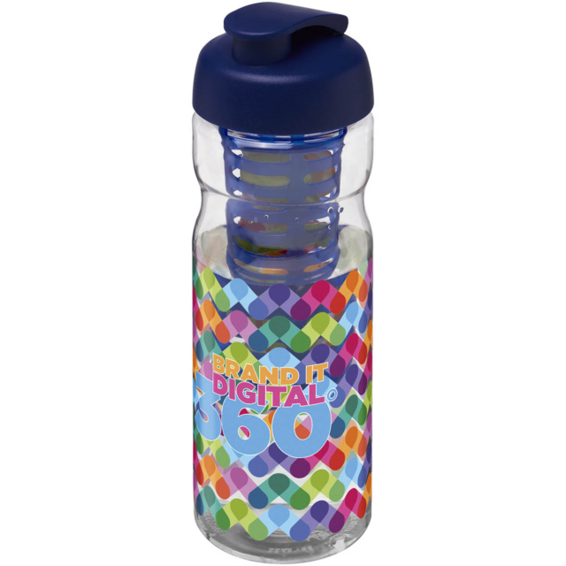 H2O Active® Base 650 ml Sportflasche mit Klappdeckel und Infusor - transparent - Logo 1