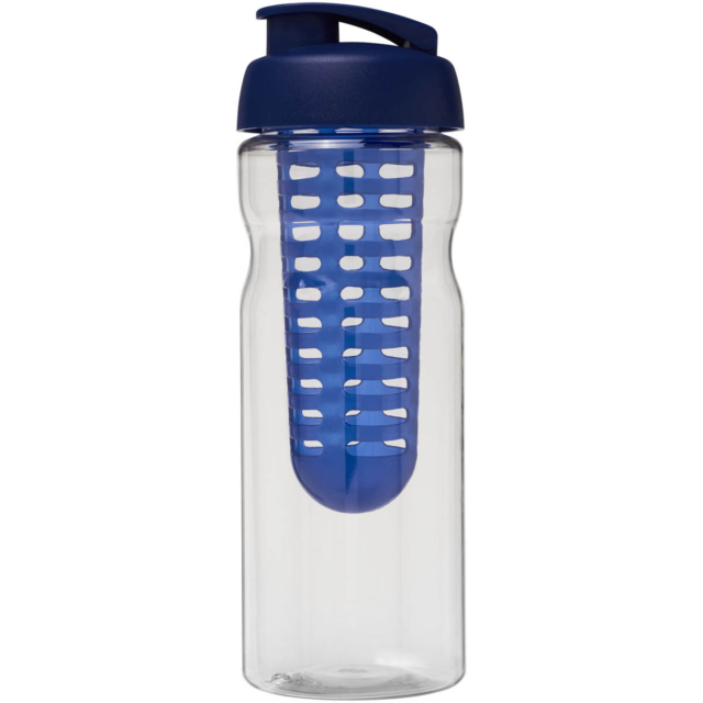 H2O Active® Base 650 ml Sportflasche mit Klappdeckel und Infusor - transparent - Vorderseite