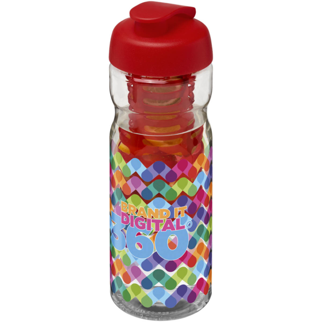 H2O Active® Base 650 ml Sportflasche mit Klappdeckel und Infusor - transparent - Logo 1