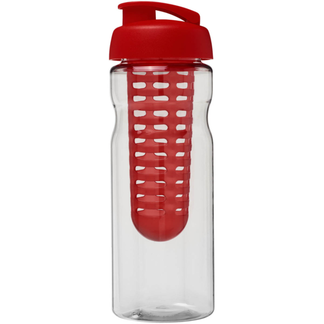 H2O Active® Base 650 ml Sportflasche mit Klappdeckel und Infusor - transparent - Vorderseite