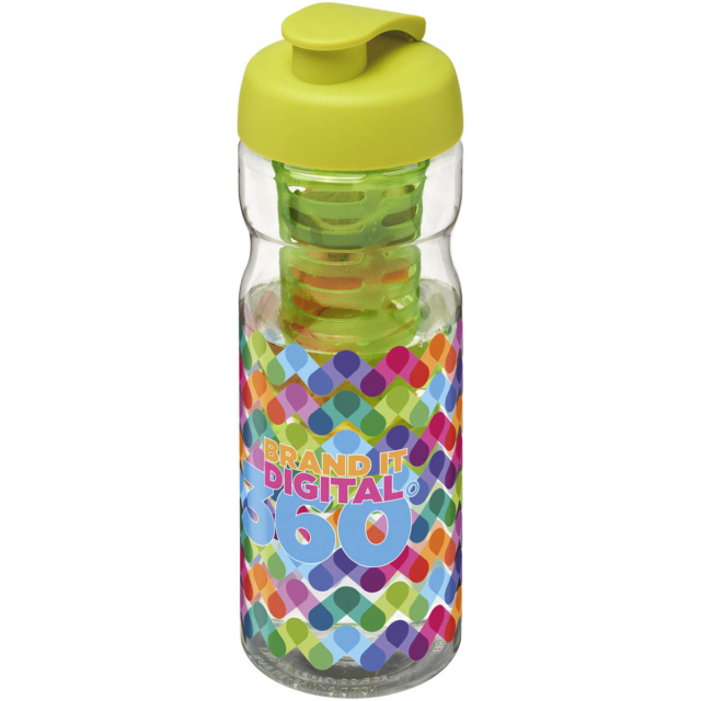 H2O Active® Base 650 ml Sportflasche mit Klappdeckel und Infusor - transparent - Logo 1