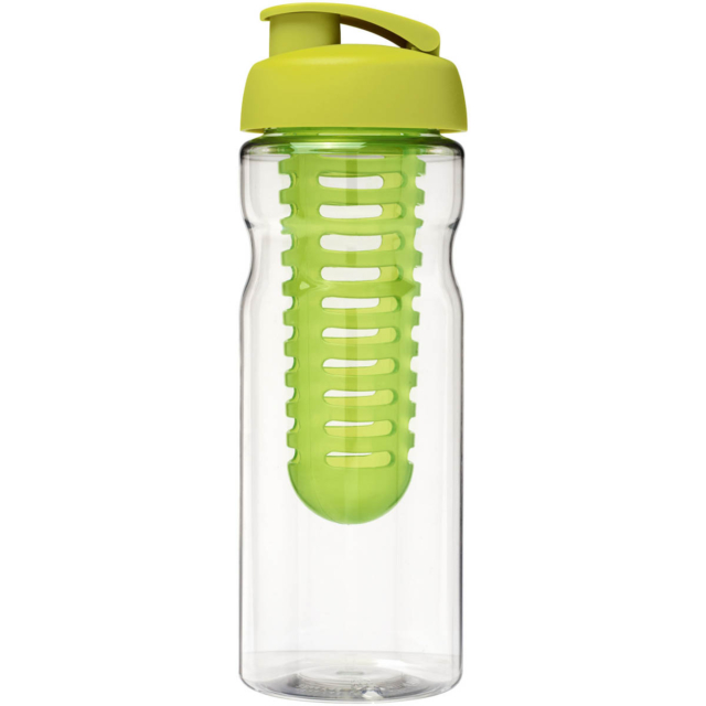 H2O Active® Base 650 ml Sportflasche mit Klappdeckel und Infusor - transparent - Vorderseite