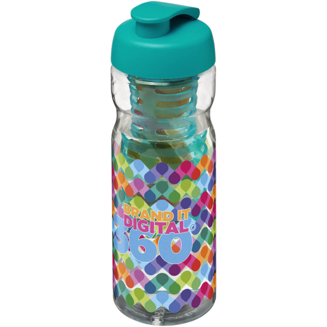 H2O Active® Base 650 ml Sportflasche mit Klappdeckel und Infusor - transparent - Logo 1