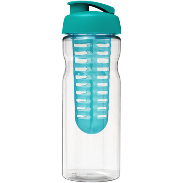 H2O Active® Base 650 ml Sportflasche mit Klappdeckel und Infusor - transparent - Vorderseite