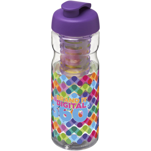 H2O Active® Base 650 ml Sportflasche mit Klappdeckel und Infusor - transparent - Logo 1