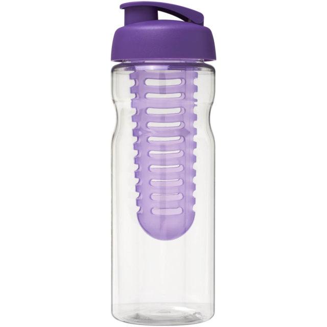 H2O Active® Base 650 ml Sportflasche mit Klappdeckel und Infusor - transparent - Vorderseite