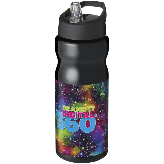 H2O Active® Base 650 ml Sportflasche mit Ausgussdeckel - schwarz - Logo 1