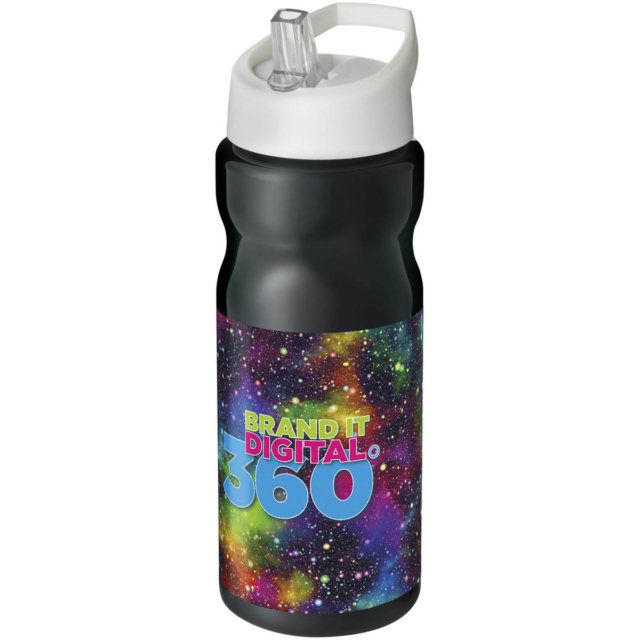 H2O Active® Base 650 ml Sportflasche mit Ausgussdeckel - schwarz - Logo 1