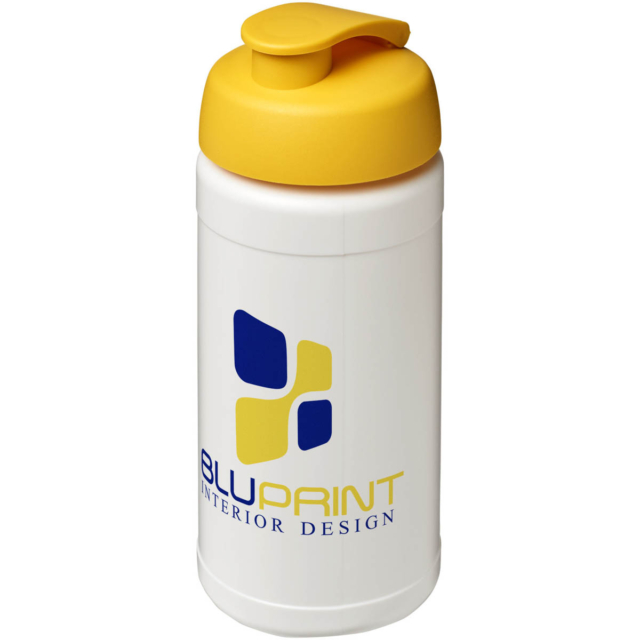 Baseline® Plus 500 ml Sportflasche mit Klappdeckel - weiss - Logo 1