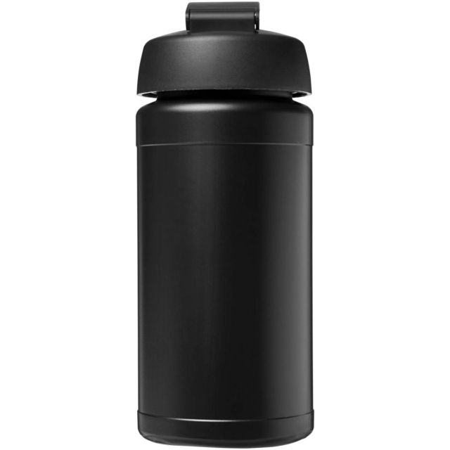 Baseline® Plus 500 ml Sportflasche mit Klappdeckel - schwarz - Rückseite