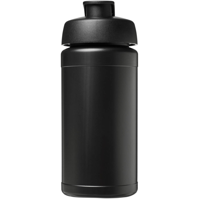 Baseline® Plus 500 ml Sportflasche mit Klappdeckel - schwarz - Vorderseite