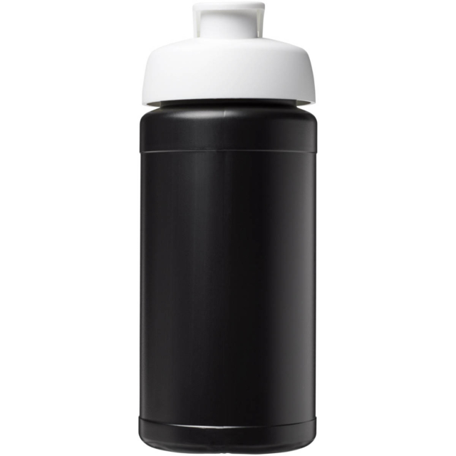 Baseline® Plus 500 ml Sportflasche mit Klappdeckel - schwarz - Vorderseite