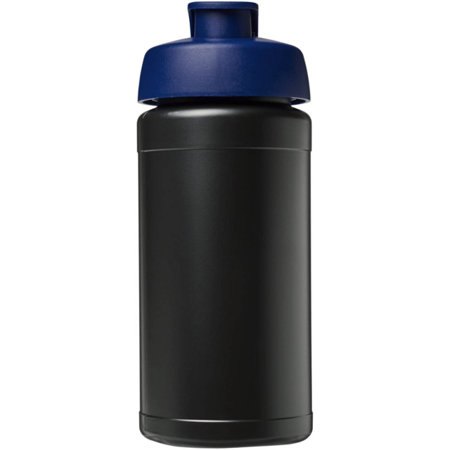 Baseline® Plus 500 ml Sportflasche mit Klappdeckel - schwarz - Vorderseite