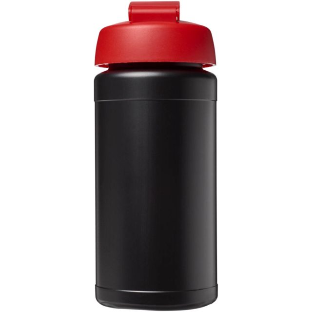 Baseline® Plus 500 ml Sportflasche mit Klappdeckel - schwarz - Rückseite