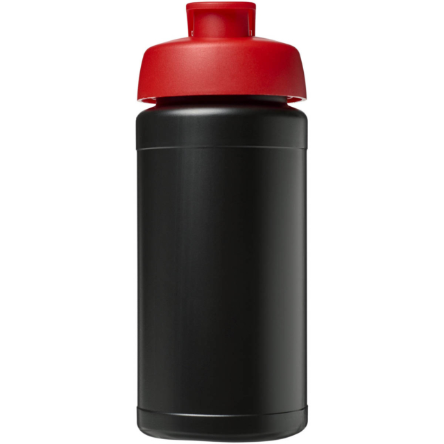 Baseline® Plus 500 ml Sportflasche mit Klappdeckel - schwarz - Vorderseite