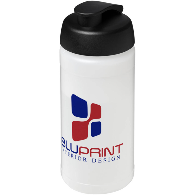 Baseline® Plus 500 ml Sportflasche mit Klappdeckel - transparent - Logo 1