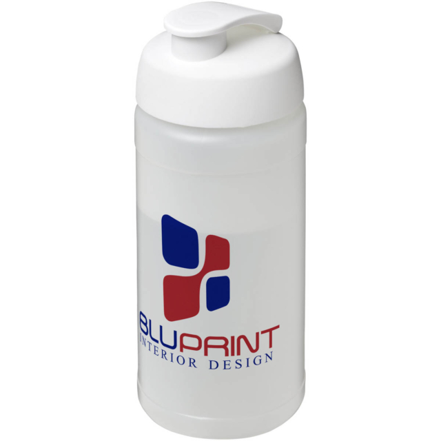 Baseline® Plus 500 ml Sportflasche mit Klappdeckel - transparent - Logo 1