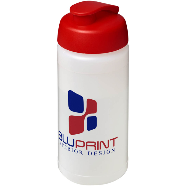 Baseline® Plus 500 ml Sportflasche mit Klappdeckel - transparent - Logo 1