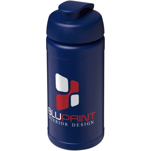 Baseline® Plus 500 ml Sportflasche mit Klappdeckel - blau - Logo 1