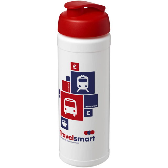 Baseline® Plus 750 ml Flasche mit Klappdeckel - weiss - Logo 1