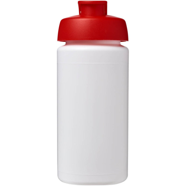 Baseline® Plus grip 500 ml Sportflasche mit Klappdeckel - weiss - Vorderseite