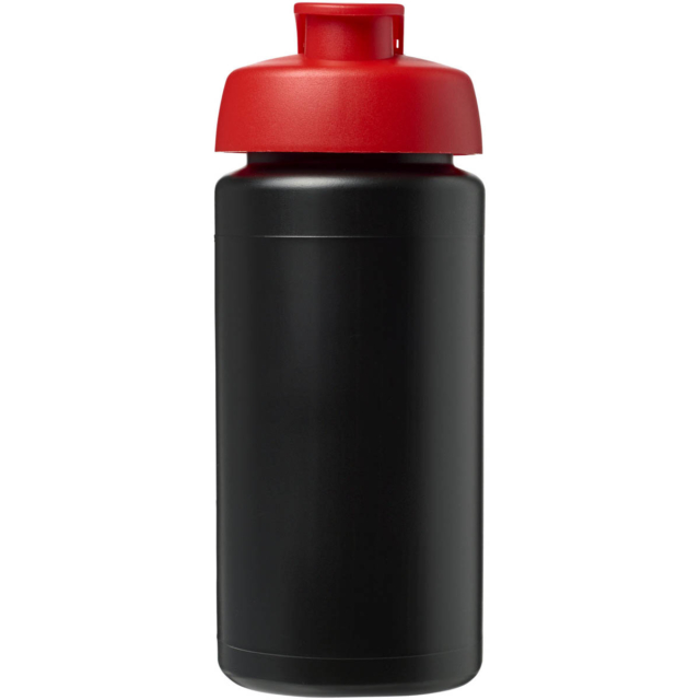 Baseline® Plus grip 500 ml Sportflasche mit Klappdeckel - schwarz - Vorderseite