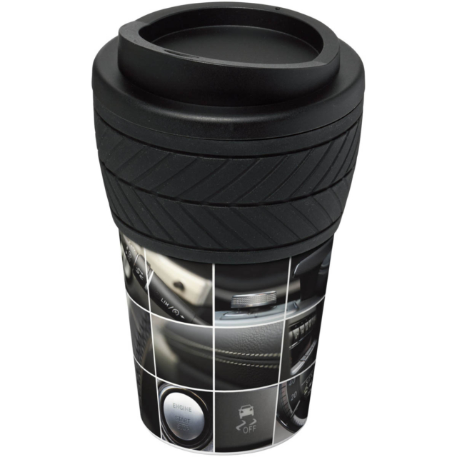 Brite-Americano® 350 ml Isolierbecher mit Schutzring Reifen-Design - schwarz - Hauptfoto