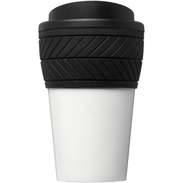 Brite-Americano® 350 ml Isolierbecher mit Schutzring Reifen-Design - schwarz - Vorderseite