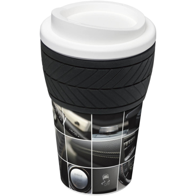 Brite-Americano® 350 ml Isolierbecher mit Schutzring Reifen-Design - weiss - Hauptfoto