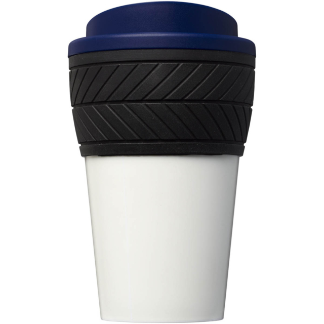 Brite-Americano® 350 ml Isolierbecher mit Schutzring Reifen-Design - blau - Vorderseite