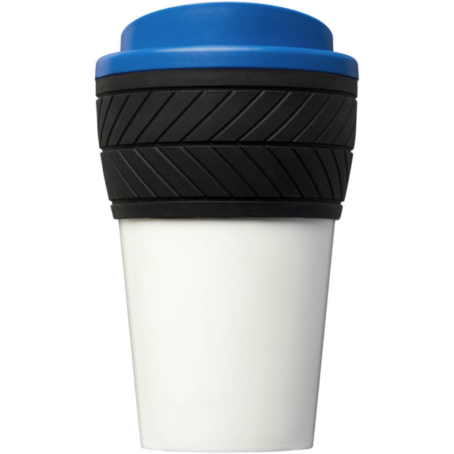 Brite-Americano® 350 ml Isolierbecher mit Schutzring Reifen-Design - mittelblau - Vorderseite