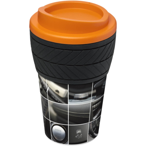 Brite-Americano® 350 ml Isolierbecher mit Schutzring Reifen-Design - orange - Hauptfoto