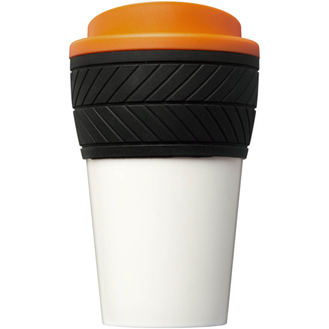 Brite-Americano® 350 ml Isolierbecher mit Schutzring Reifen-Design - orange - Vorderseite