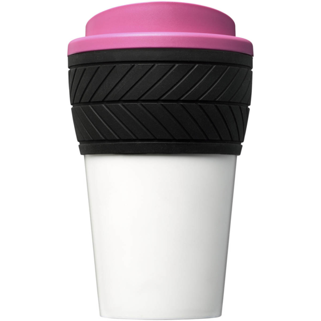 Brite-Americano® 350 ml Isolierbecher mit Schutzring Reifen-Design - magenta - Vorderseite