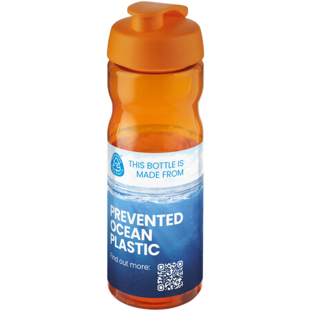 H2O Active® Eco Base 650 ml Sportflasche mit Klappdeckel - orange - Logo 1