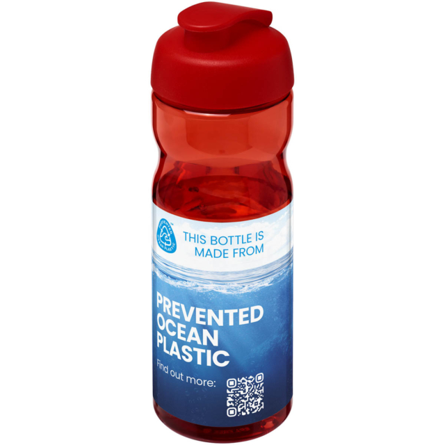 H2O Active® Eco Base 650 ml Sportflasche mit Klappdeckel - rot - Logo 1