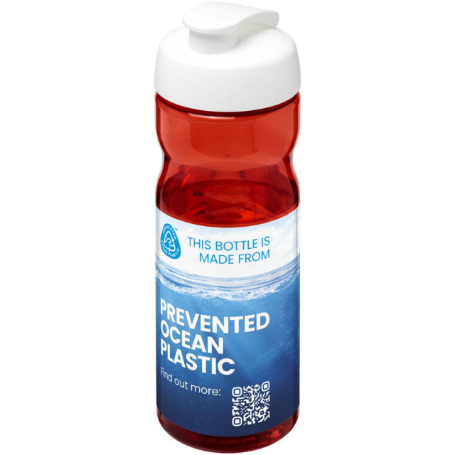 H2O Active® Eco Base 650 ml Sportflasche mit Klappdeckel - rot - Logo 1