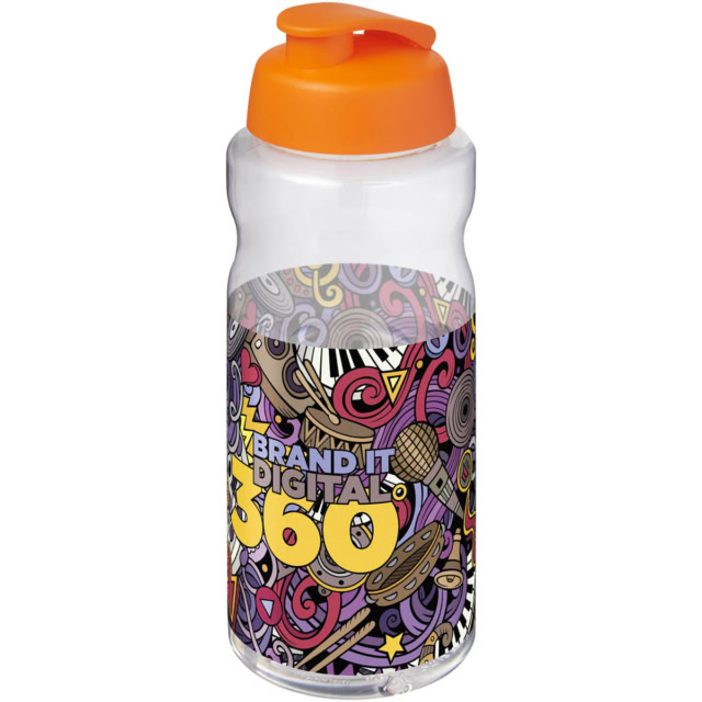 H2O Active® Big Base 1L Sportflasche mit Klappdeckel - orange - Logo 1