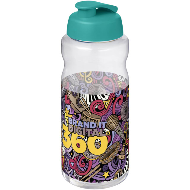 H2O Active® Big Base 1L Sportflasche mit Klappdeckel - aquablau - Logo 1