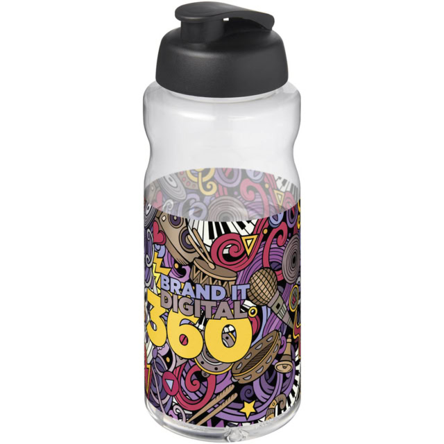 H2O Active® Big Base 1L Sportflasche mit Klappdeckel - schwarz - Logo 1