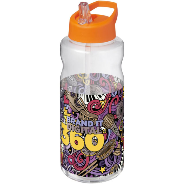 H2O Active® Big Base 1L Sportflasche mit Ausgussdeckel - orange - Logo 1