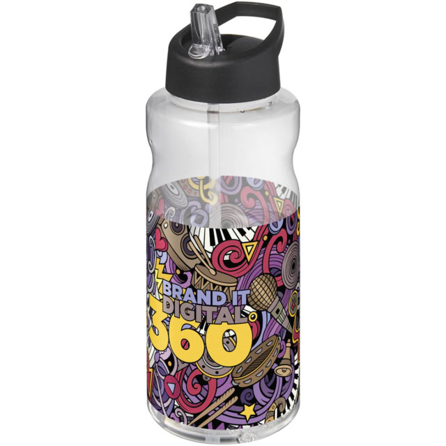 H2O Active® Big Base 1L Sportflasche mit Ausgussdeckel - schwarz - Logo 1