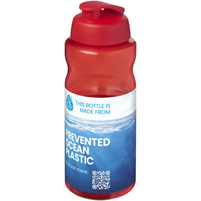 H2O Active® Eco Big Base 1L Sportflasche mit Klappdeckel - rot - Logo 1