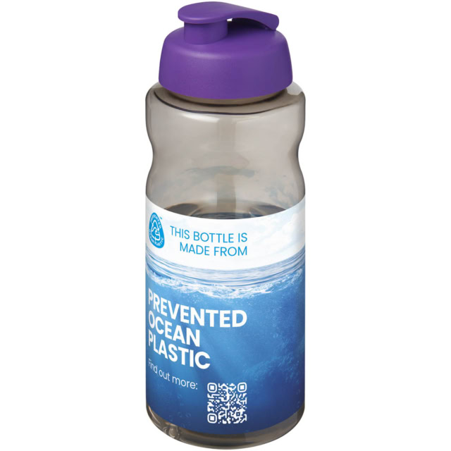 H2O Active® Eco Big Base 1L Sportflasche mit Klappdeckel - kohle - Logo 1