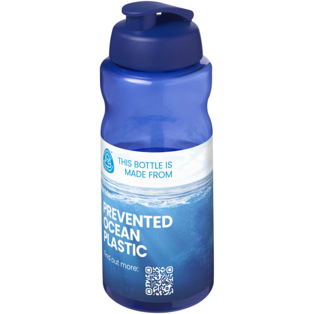 H2O Active® Eco Big Base 1L Sportflasche mit Klappdeckel - blau - Logo 1